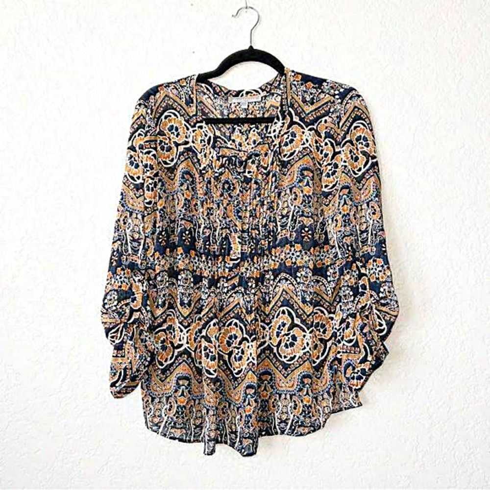 Daniel Rainn Blue Paisley Patterned‎ Top Size Medium